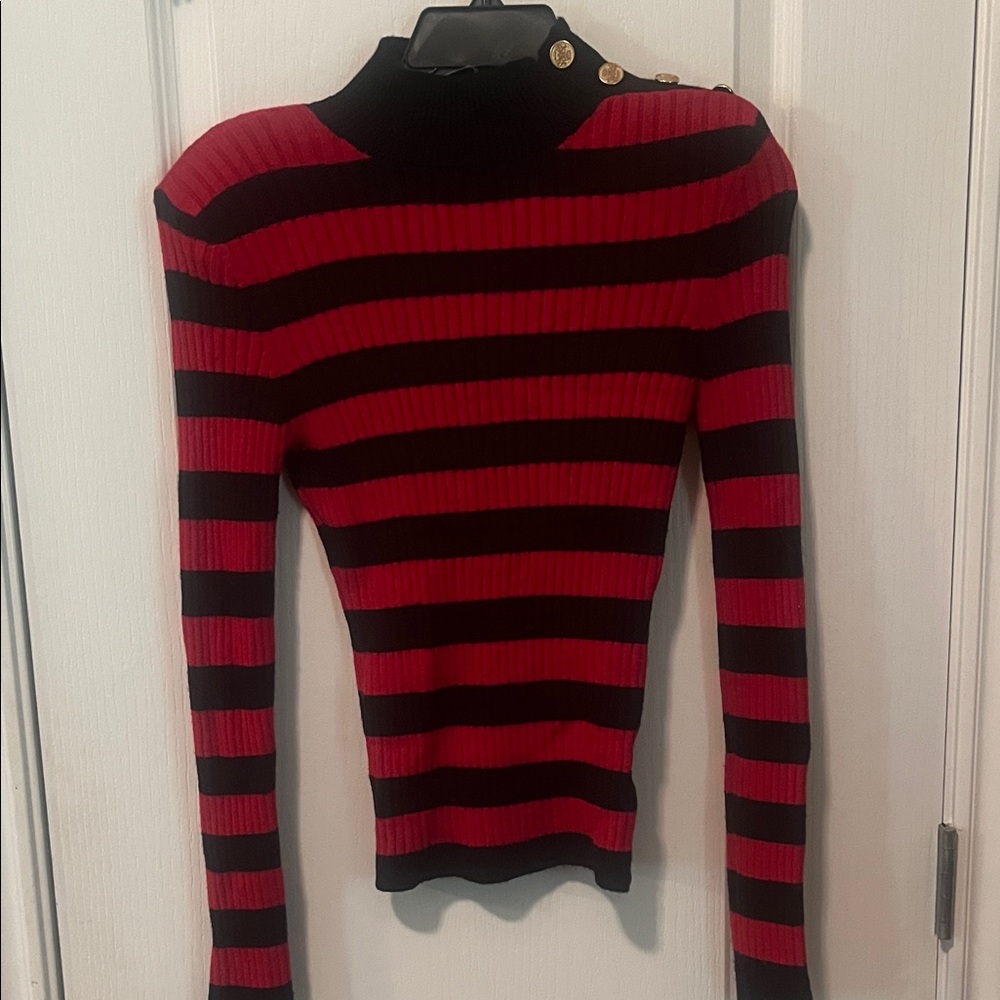 Express Red and Black Striped Sweater
